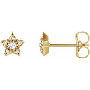 14K Yellow Gold 1/10 CTW Natural Diamond Star Earrings