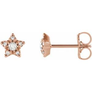 14K Rose Gold 1/10 CTW Natural Diamond Star Earrings