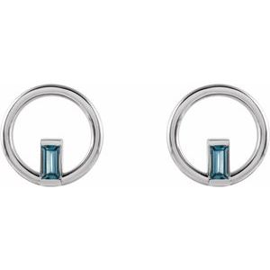 Platinum Natural London Blue Topaz Circle Earrings – image 2