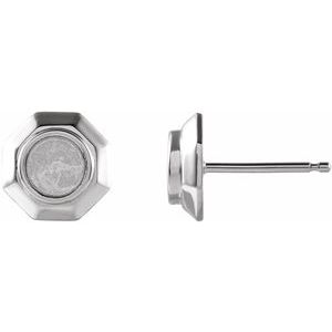 Sterling Silver 4 mm Round Geometric Cabochon Earring