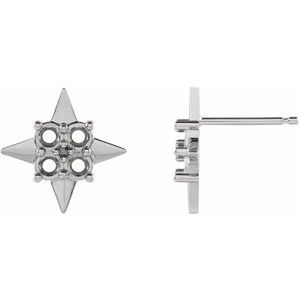 Sterling Silver 2.5 mm Round Star Earring Mounting