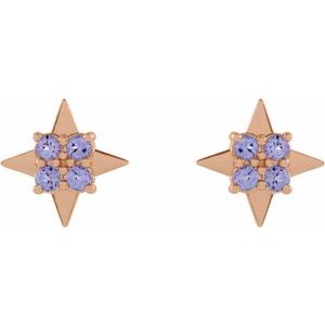 14K Rose Gold Natural Tanzanite Star Earrings – image 2