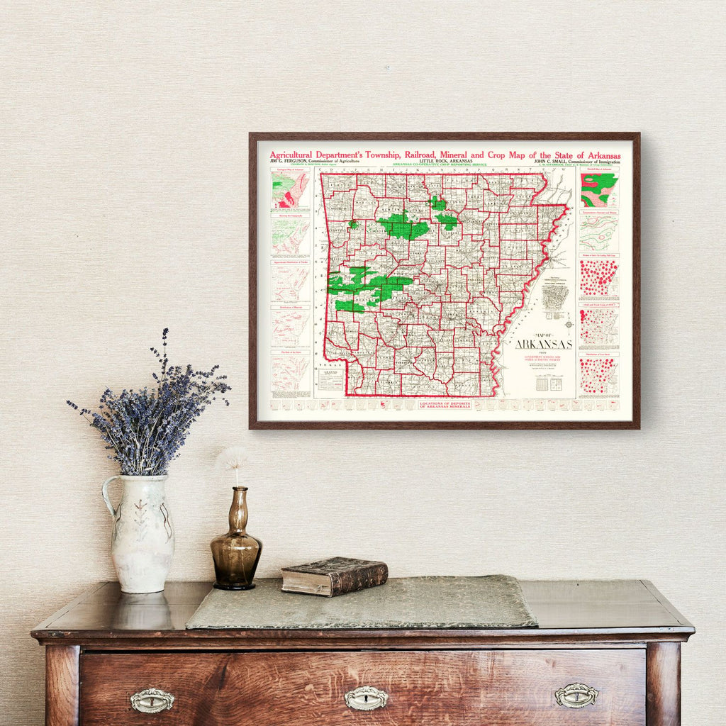 Vintage Map of Arkansas 1919