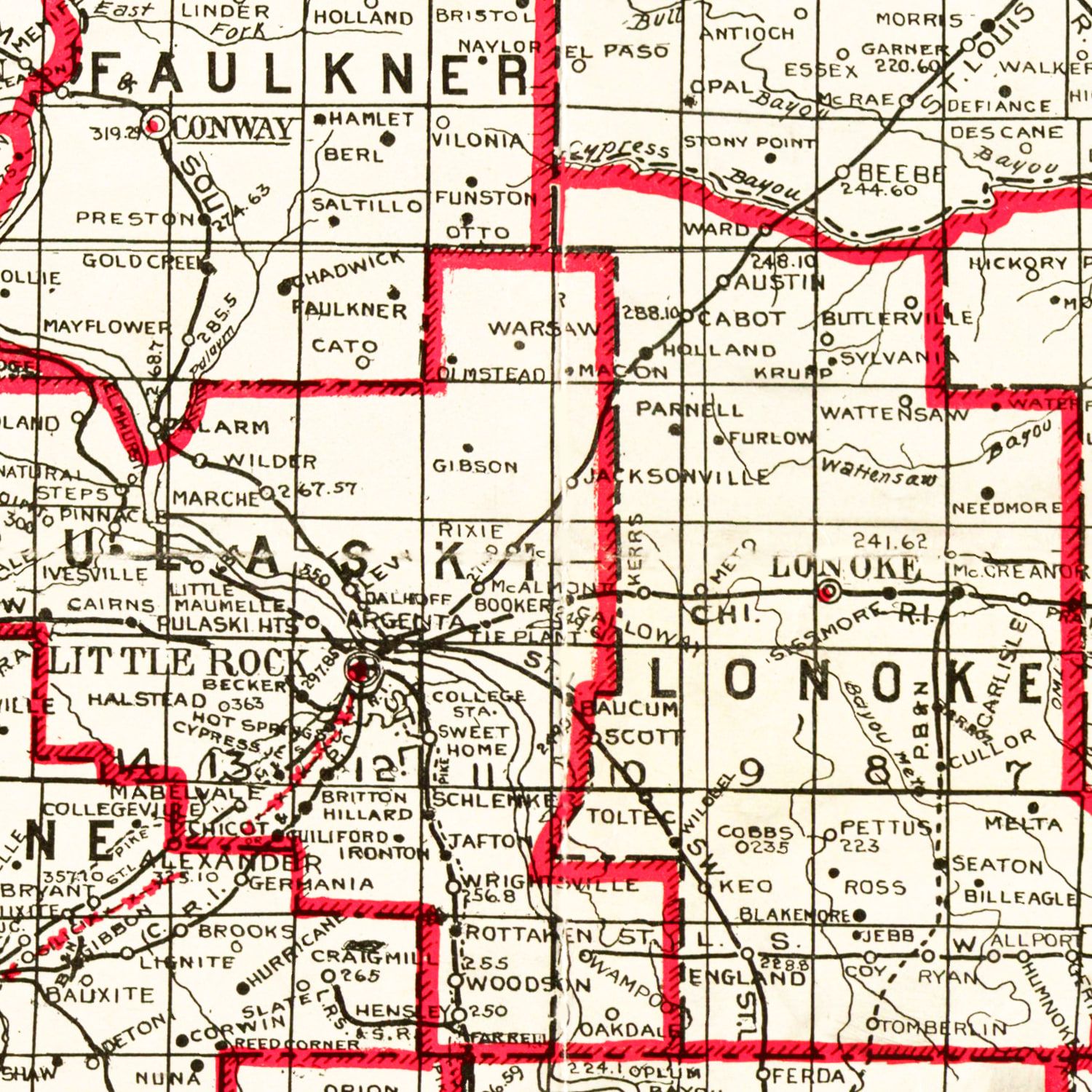 Vintage Map of Arkansas 1919