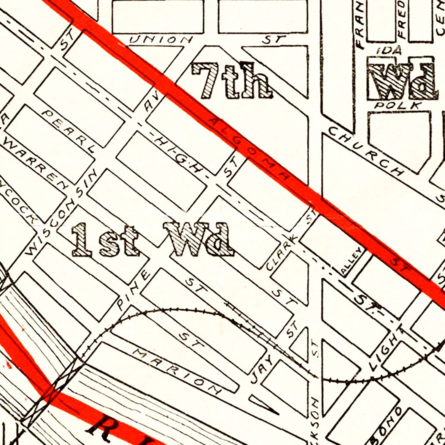 Vintage Map of Oshkosh, Wisconsin 1919