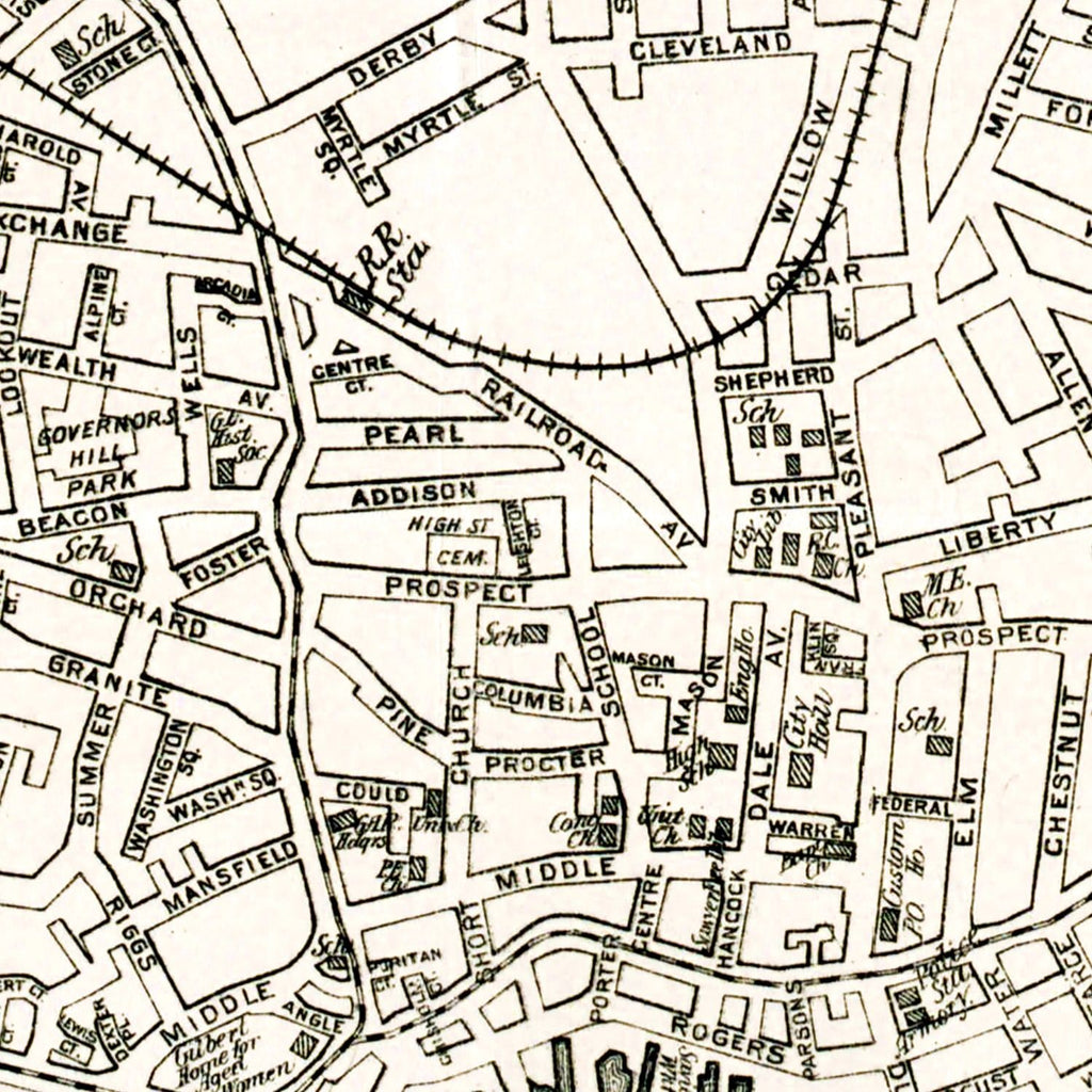 Vintage Map of Gloucester, Massachusetts 1919