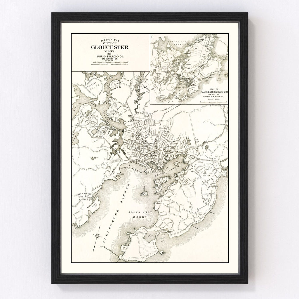Vintage Map of Gloucester, Massachusetts 1919