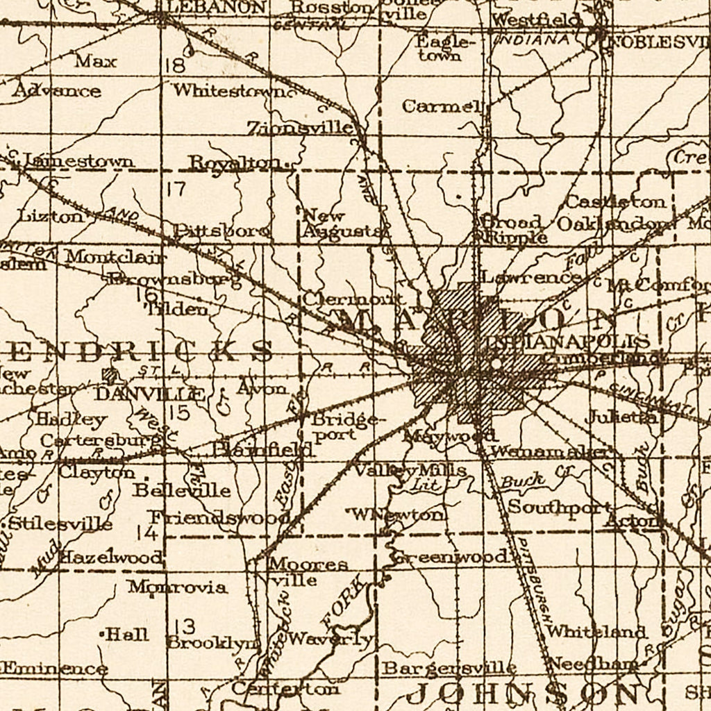 Vintage Map of Indiana Coal Fields, 1919
