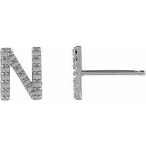 Platinum Single Initial N Earring Mounting