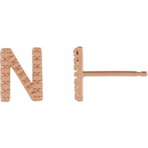 14K Rose Gold Single Initial N Earring Mounting