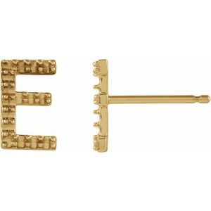 14K Yellow Gold Single Initial E Earring Mounting