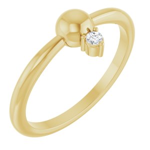 14K Yellow Gold .03 CT Natural Diamond Stackable Bead Ring