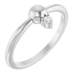 Platinum .03 CT Natural Diamond Stackable Bead Ring