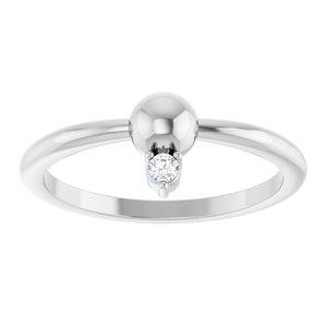 Platinum .03 CT Natural Diamond Stackable Bead Ring