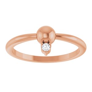 14K Rose Gold .03 CT Natural Diamond Stackable Bead Ring