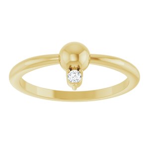 14K Yellow Gold .03 CT Natural Diamond Stackable Bead Ring