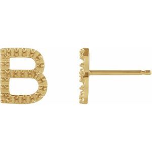 14K Yellow Gold Single Initial B Earring Mounting