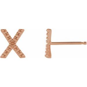 14K Rose Gold Single Initial X Earring Mounting