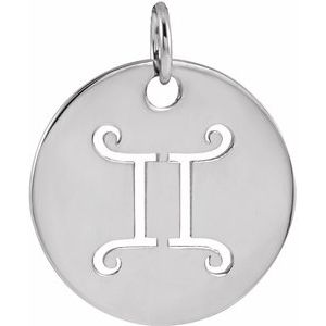 Sterling Silver 16.5 mm Gemini Zodiac Disc Charm/Pendant