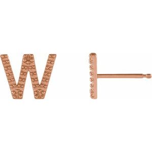 14K Rose Gold Single Initial W Earring Mounting