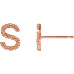 14K Rose Gold Single Initial S Earring Mounting