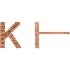 14K Rose Gold Single Initial K Earring Mounting