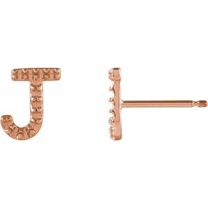 14K Rose Gold Single Initial J Earring Mounting
