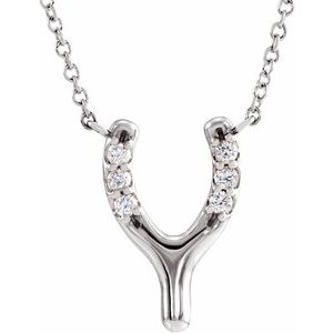Platinum .08 CTW Natural Diamond Petite Wishbone 18" Necklace
