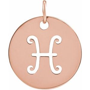 14K Rose Gold 16.5 mm Pisces Zodiac Disc Charm/Pendant