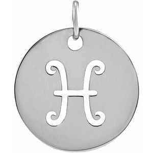 Platinum 16.5 mm Pisces Zodiac Disc Charm/Pendant