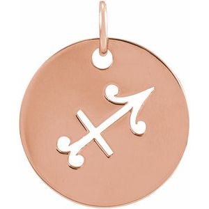 14K Rose Gold 16.5 mm Sagittarius Zodiac Disc Charm/Pendant