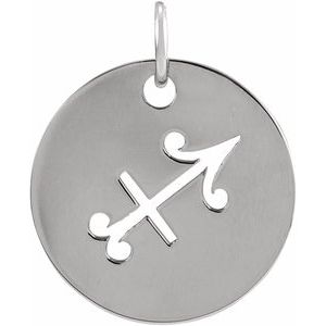 Sterling Silver 16.5 mm Sagittarius Zodiac Disc Charm/Pendant