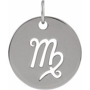 Sterling Silver 16.5 mm Virgo Zodiac Disc Charm/Pendant