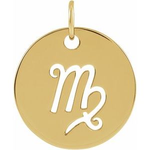 14K Yellow Gold 16.5 mm Virgo Zodiac Disc Charm/Pendant