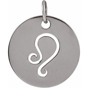Sterling Silver 16.5 mm Leo Zodiac Disc Charm/Pendant