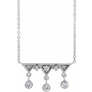 14K White Gold 1/5 CTW Natural Diamond Fringe Bar 16" Necklace
