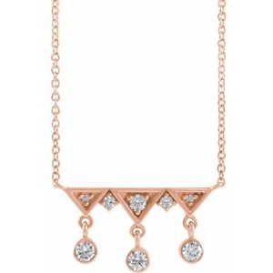 14K Rose Gold 1/5 CTW Natural Diamond Fringe Bar 18" Necklace