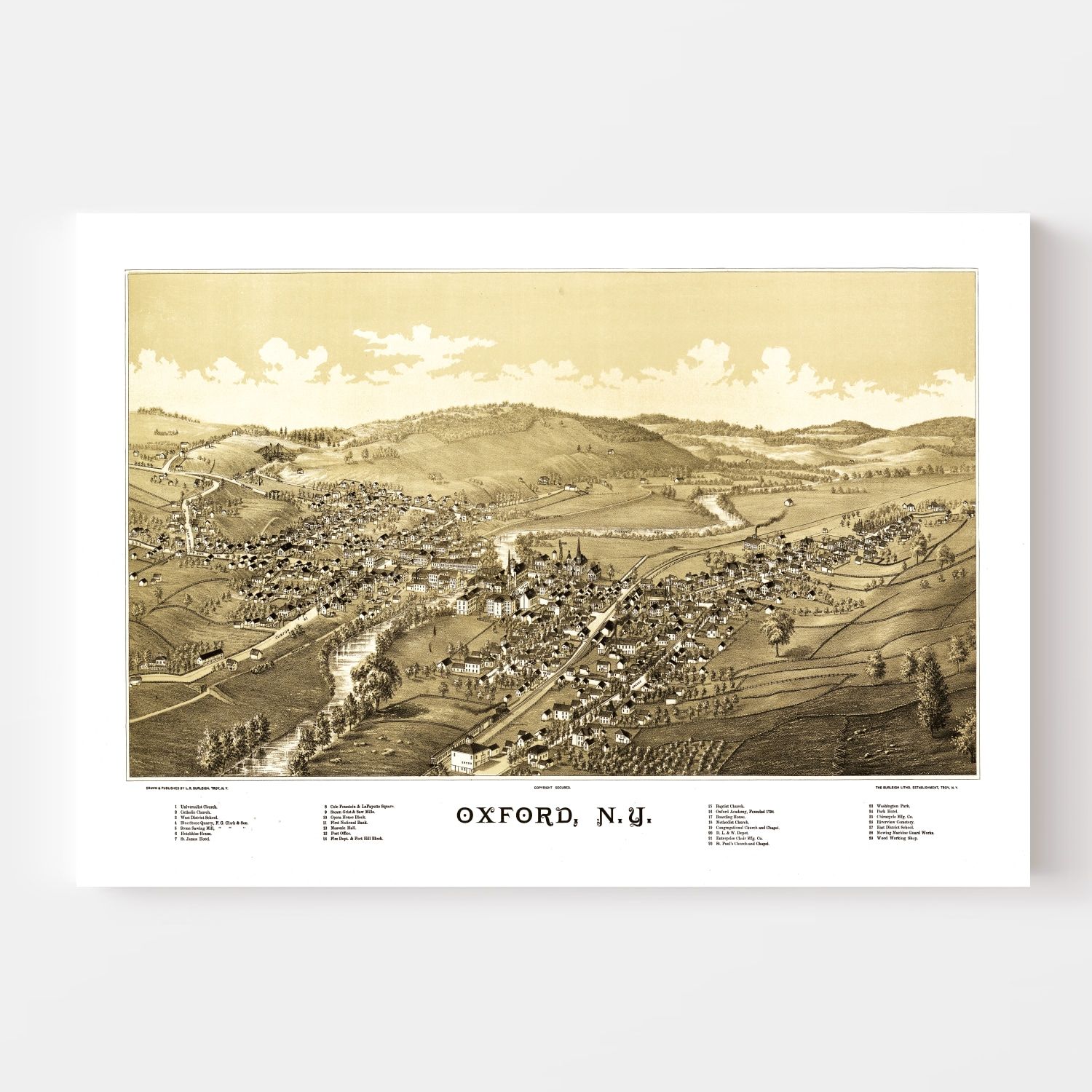 Vintage Map of Oxford, New York 1888