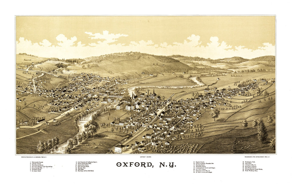 Vintage Map of Oxford, New York 1888