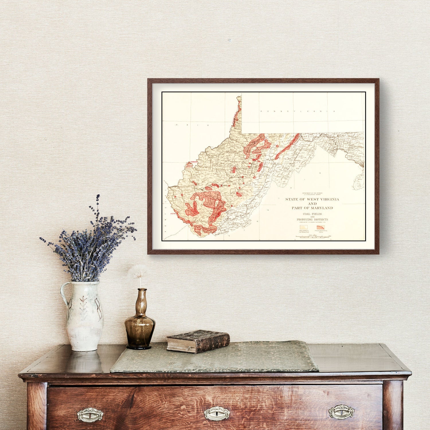 Vintage Map of West Virginia Coal Fields, 1919