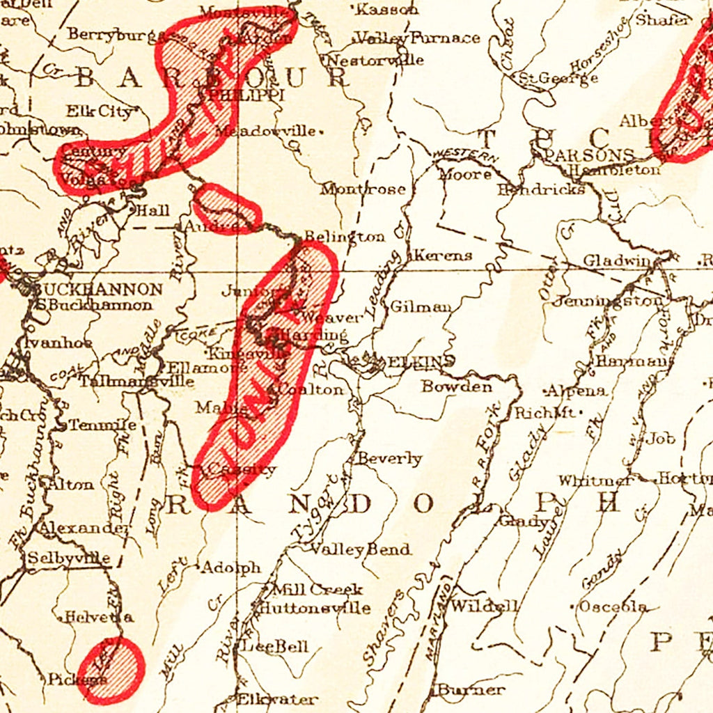 Vintage Map of West Virginia Coal Fields, 1919