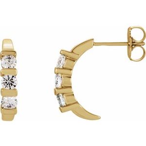 14K Yellow Gold 9/10 CTW Natural Diamond J-Hoop Earrings