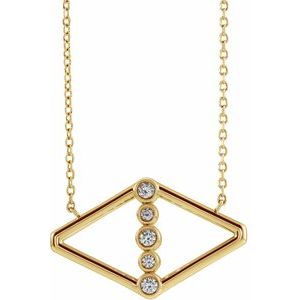14K Yellow Gold 1/8 CTW Natural Diamond Geometric 18" Necklace