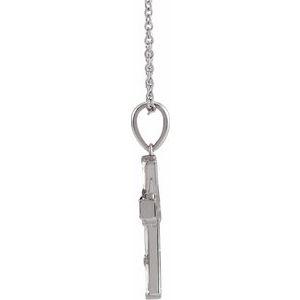 Platinum 3/8 CTW Natural Diamond Baguette Cross 16-18" Necklace