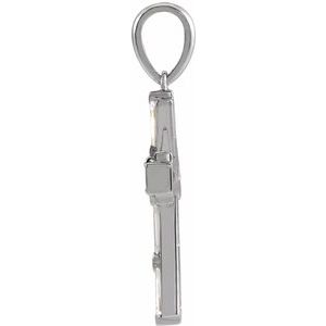 Sterling Silver 3/8 CTW Natural Diamond Baguette Cross Pendant