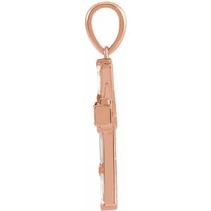 14K Rose Gold 3/8 CTW Natural Diamond Baguette Cross Pendant