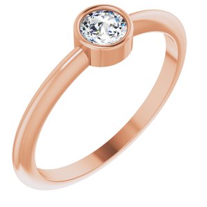 14K Rose Gold 1/5 CT Rose-Cut Natural Diamond Stackable Ring