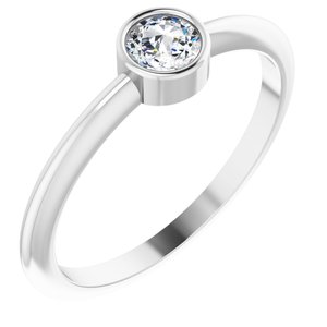 14K White Gold 1/5 CT Rose-Cut Natural Diamond Stackable Ring
