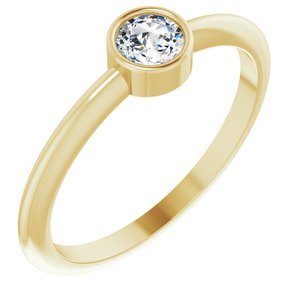 14K Yellow Gold 1/5 CT Rose-Cut Natural Diamond Stackable Ring