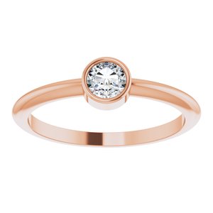14K Rose Gold 1/5 CT Rose-Cut Natural Diamond Stackable Ring